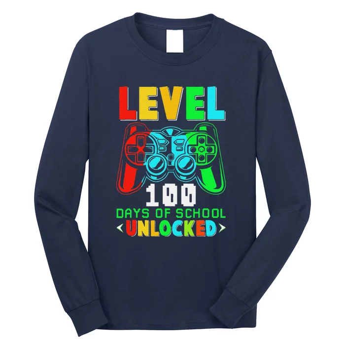 Level 100 Days Of School Unlocked Gamer Video Games Long Sleeve Shirt