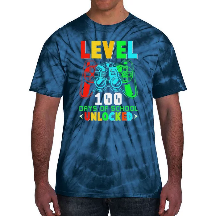 Level 100 Days Of School Unlocked Gamer Video Games Tie-Dye T-Shirt