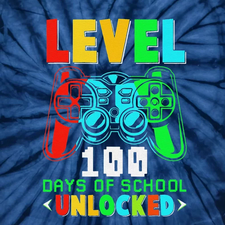 Level 100 Days Of School Unlocked Gamer Video Games Tie-Dye T-Shirt