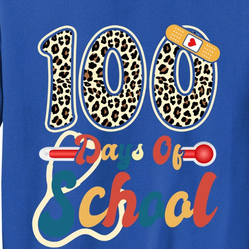 Leopard 100 Days Of School Nurse Stethoscope Teacher Student Gift Tall Sweatshirt