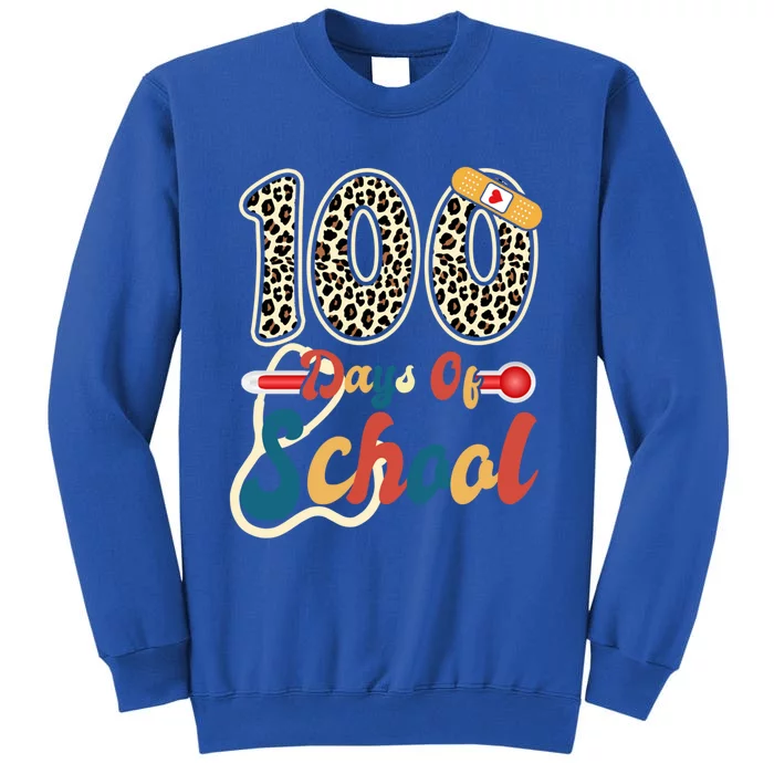 Leopard 100 Days Of School Nurse Stethoscope Teacher Student Gift Tall Sweatshirt