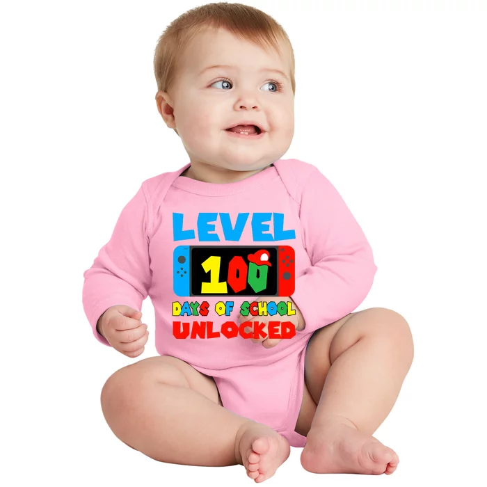 Level 100 Days Of School Unlocked Video Games Baby Long Sleeve Bodysuit