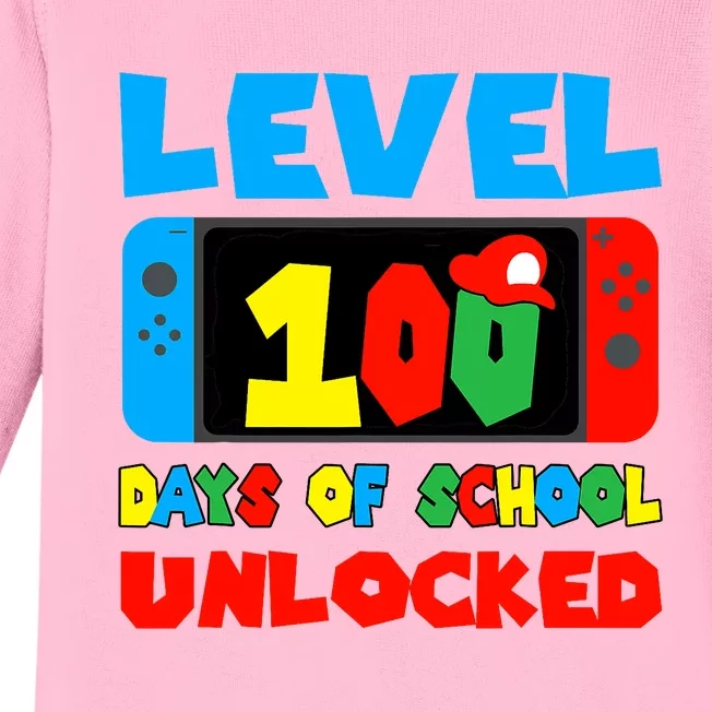 Level 100 Days Of School Unlocked Video Games Baby Long Sleeve Bodysuit