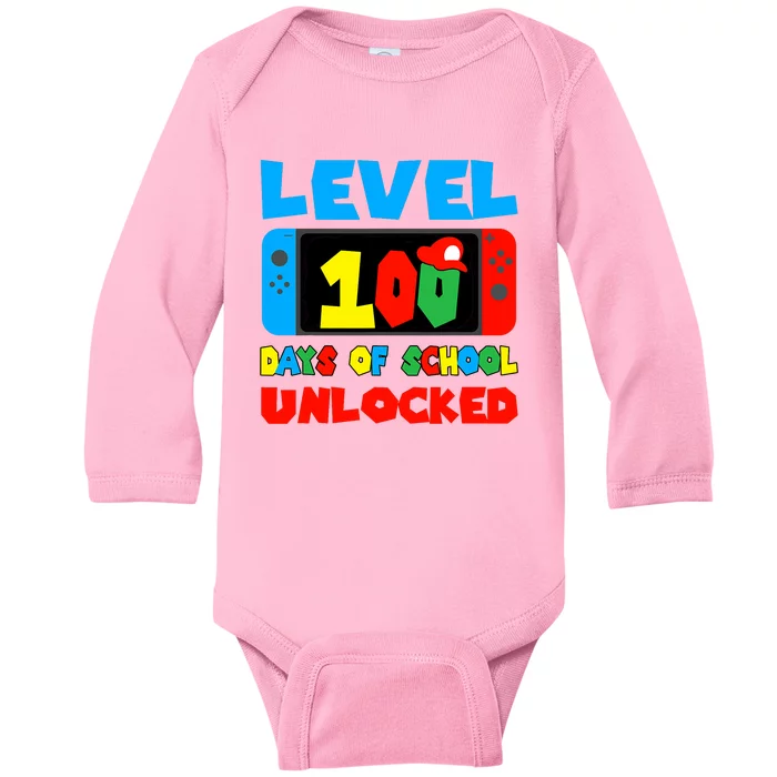 Level 100 Days Of School Unlocked Video Games Baby Long Sleeve Bodysuit