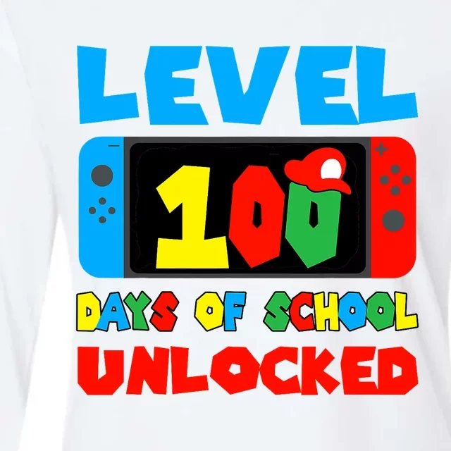 Level 100 Days Of School Unlocked Video Games Womens Cotton Relaxed Long Sleeve T-Shirt