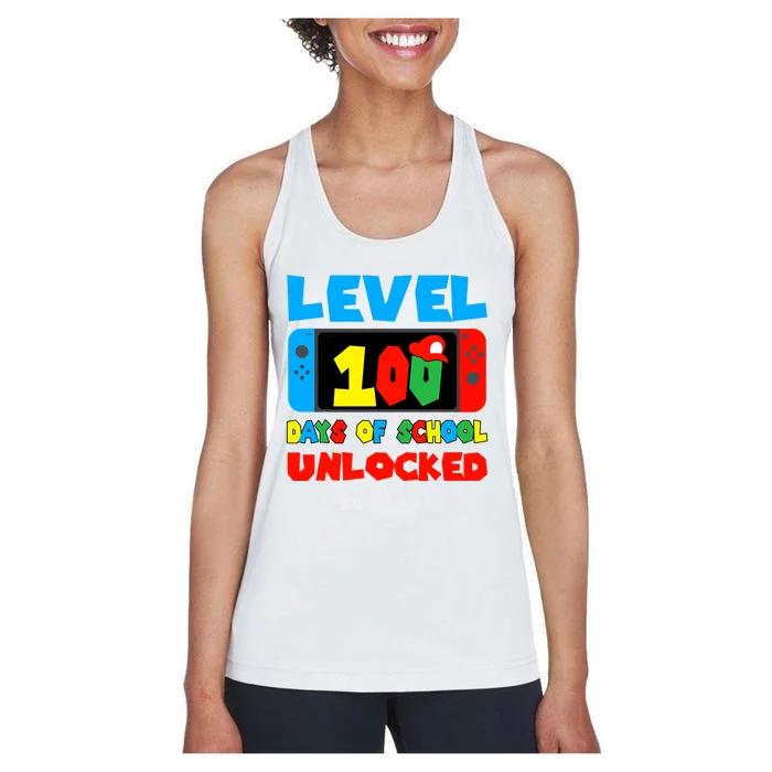 Level 100 Days Of School Unlocked Video Games Women's Racerback Tank