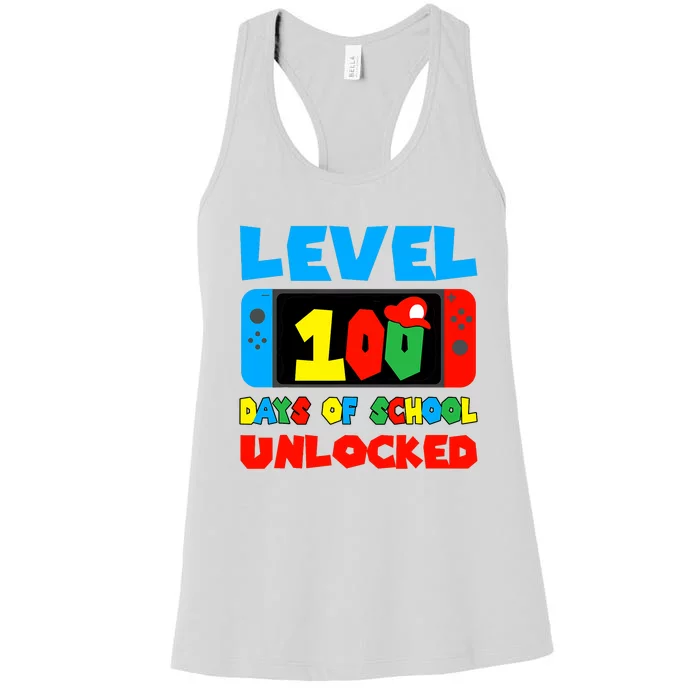 Level 100 Days Of School Unlocked Video Games Women's Racerback Tank