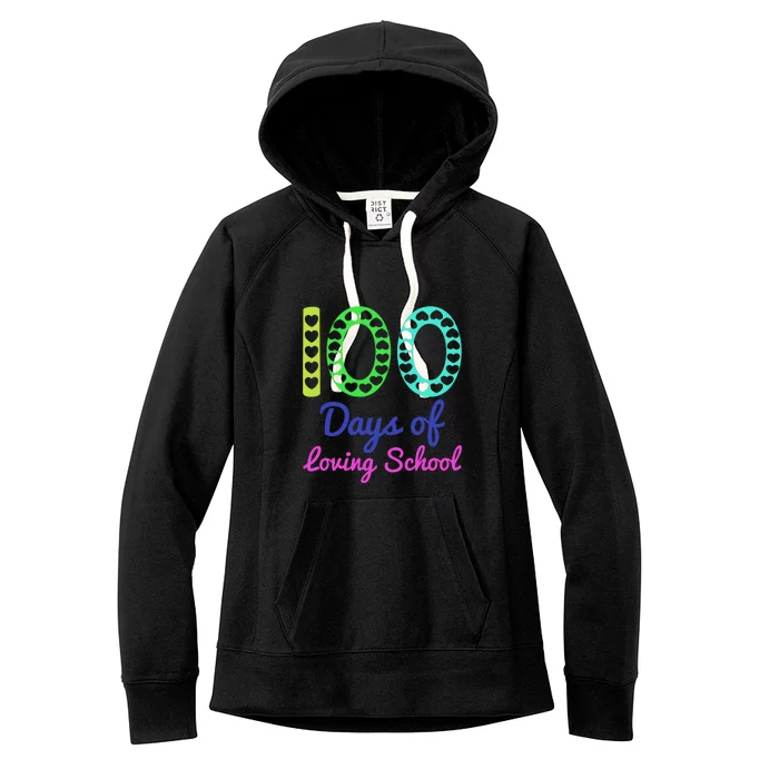 Loving 100 Days Of School Cute Heart Happy Gift Outfit Women's Fleece Hoodie