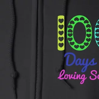 Loving 100 Days Of School Cute Heart Happy Gift Outfit Full Zip Hoodie