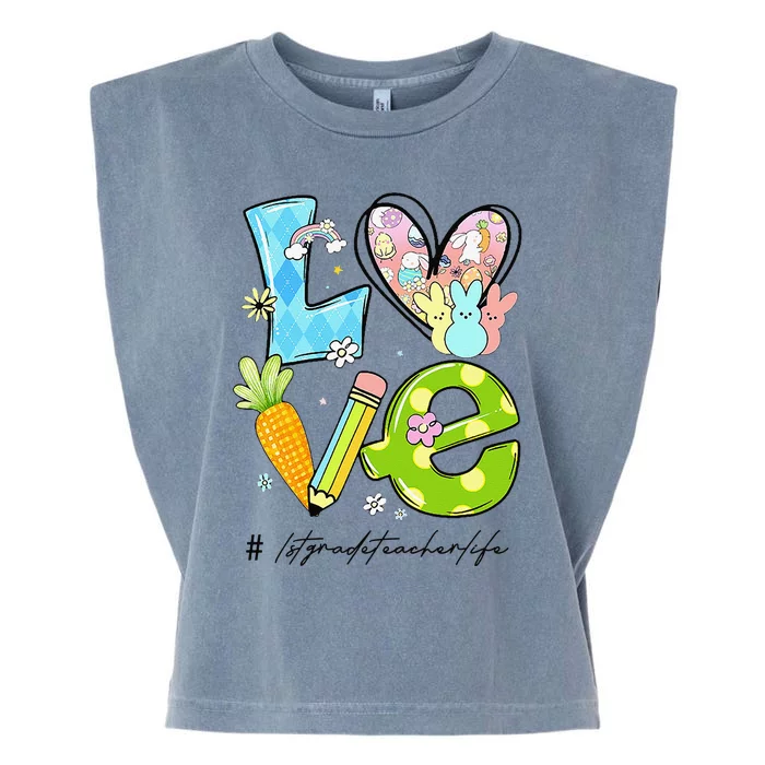 Love 1st Grade Teacher Matching Easter Day Women Funny Garment-Dyed Women's Muscle Tee