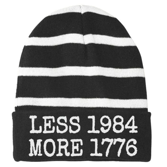 Less 1984 More 1776 Freedom Usa Save America Constitution Striped Beanie with Solid Band