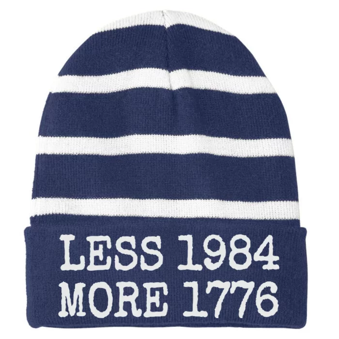 Less 1984 More 1776 Freedom Usa Save America Constitution T Striped Beanie with Solid Band