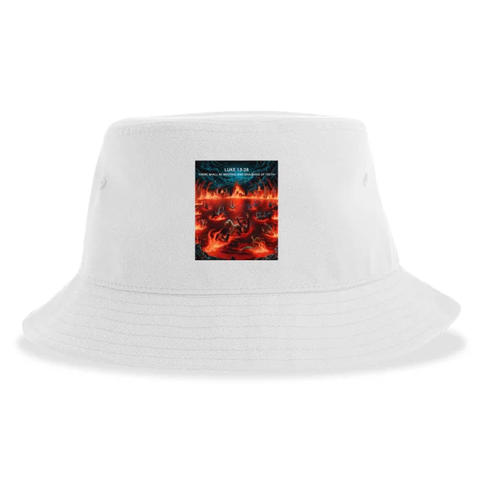 Luke 1328 There Shall Be Weeping And Gnashing Of Teeth Sustainable Bucket Hat