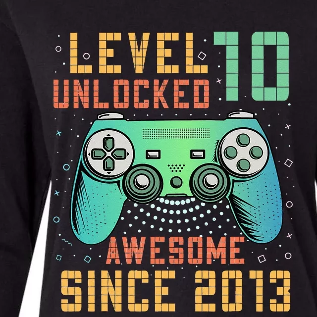 Level 10 Unlocked 10th Birthday 10 Year Old Boy Gifts Gamer Womens Cotton Relaxed Long Sleeve T-Shirt