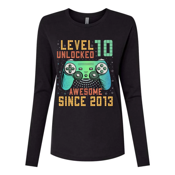 Level 10 Unlocked 10th Birthday 10 Year Old Boy Gifts Gamer Womens Cotton Relaxed Long Sleeve T-Shirt