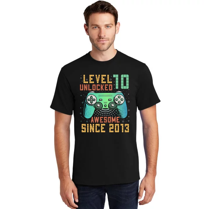 Level 10 Unlocked 10th Birthday 10 Year Old Boy Gifts Gamer Tall T-Shirt