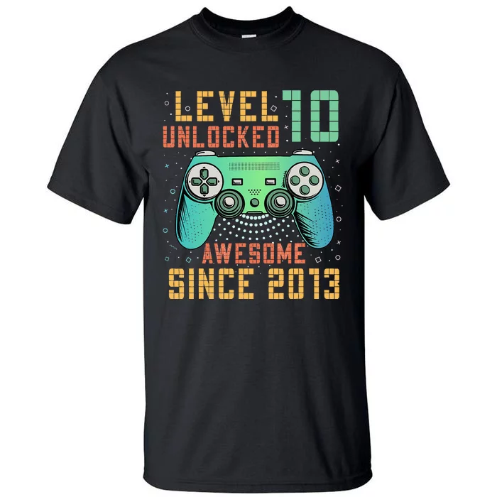 Level 10 Unlocked 10th Birthday 10 Year Old Boy Gifts Gamer Tall T-Shirt