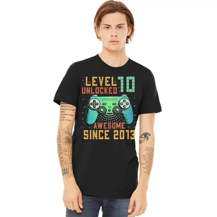 Level 10 Unlocked 10th Birthday 10 Year Old Boy Gifts Gamer Premium T-Shirt