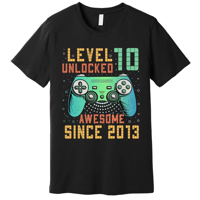 Level 10 Unlocked 10th Birthday 10 Year Old Boy Gifts Gamer Premium T-Shirt