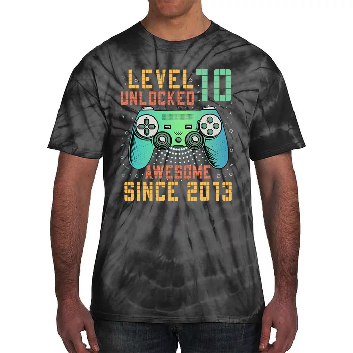 Level 10 Unlocked 10th Birthday 10 Year Old Boy Gifts Gamer Tie-Dye T-Shirt