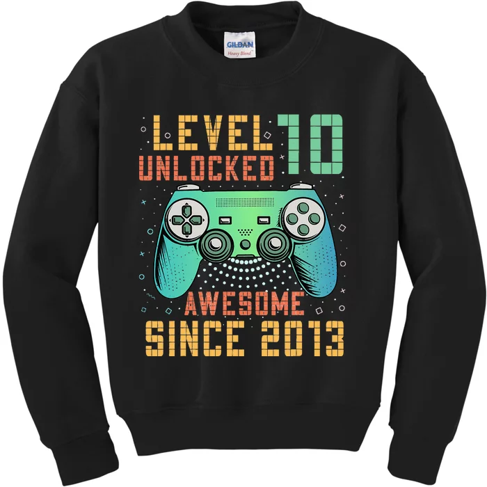 Level 10 Unlocked 10th Birthday 10 Year Old Boy Gifts Gamer Kids Sweatshirt