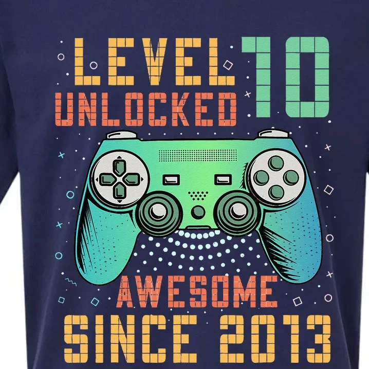 Level 10 Unlocked 10th Birthday 10 Year Old Boy Gifts Gamer Sueded Cloud Jersey T-Shirt