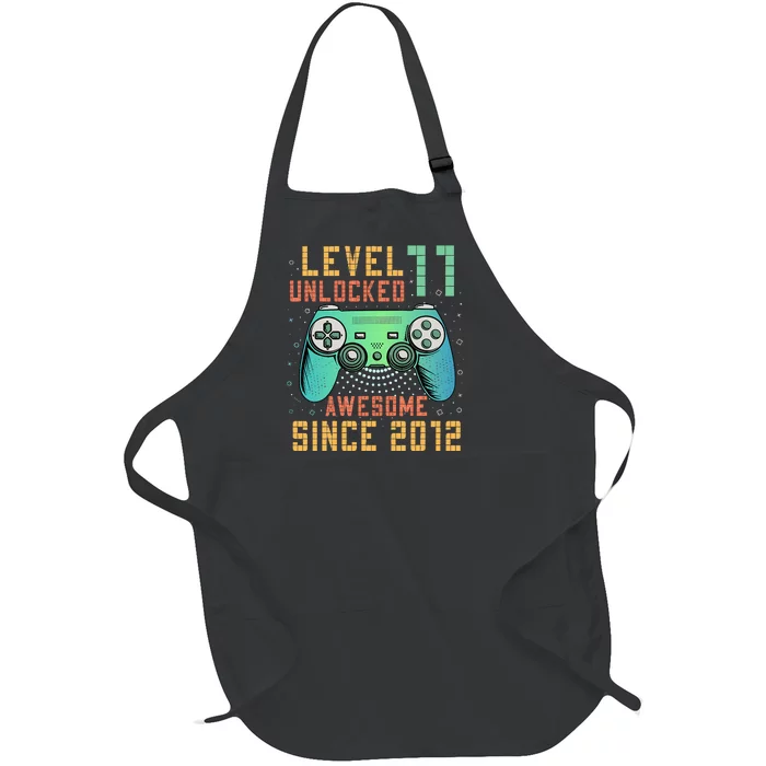 Level 11 Unlocked 11th Birthday 11 Year Old Boy Gifts Gamer Full-Length Apron With Pocket