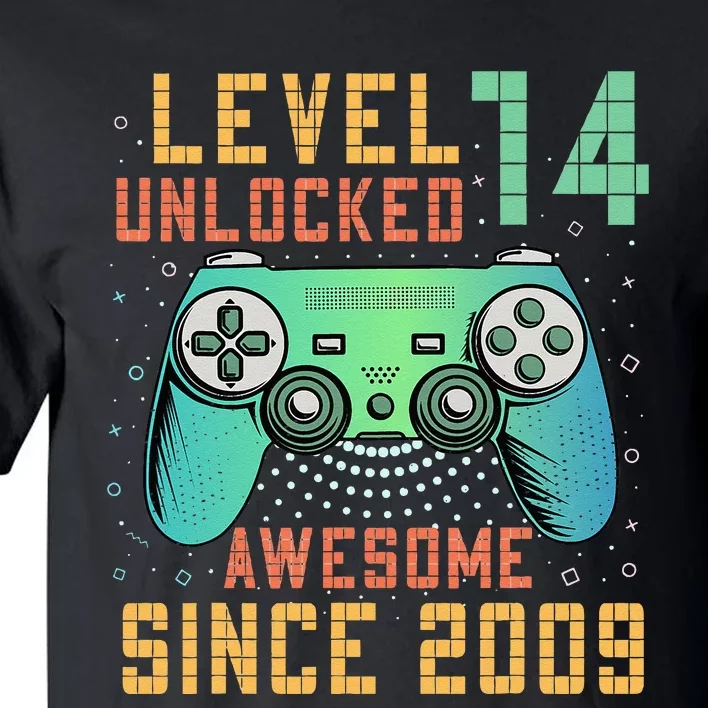 Level 14 Unlocked 14th Birthday 14 Year Old Boy Gifts Gamer Tall T-Shirt