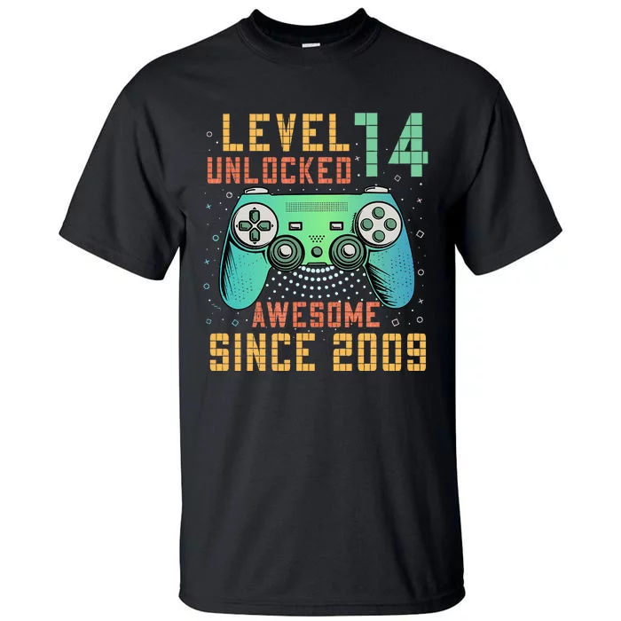 Level 14 Unlocked 14th Birthday 14 Year Old Boy Gifts Gamer Tall T-Shirt