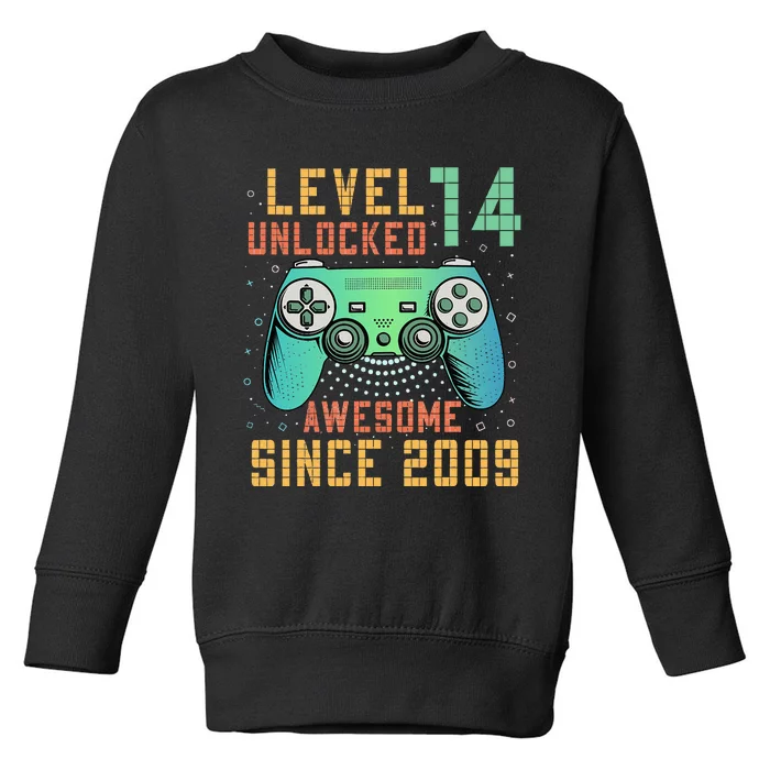 Level 14 Unlocked 14th Birthday 14 Year Old Boy Gifts Gamer Toddler Sweatshirt