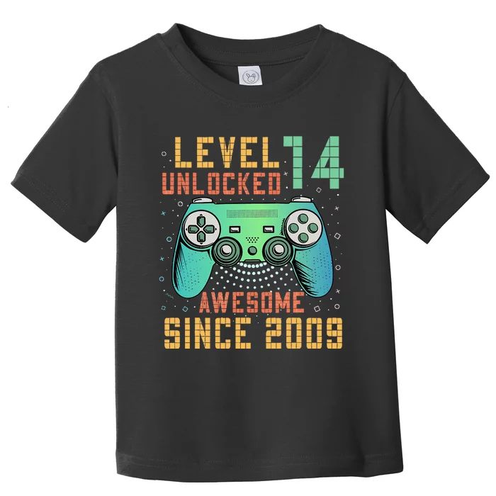 Level 14 Unlocked 14th Birthday 14 Year Old Boy Gifts Gamer Toddler T-Shirt