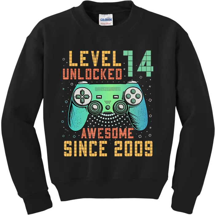 Level 14 Unlocked 14th Birthday 14 Year Old Boy Gifts Gamer Kids Sweatshirt