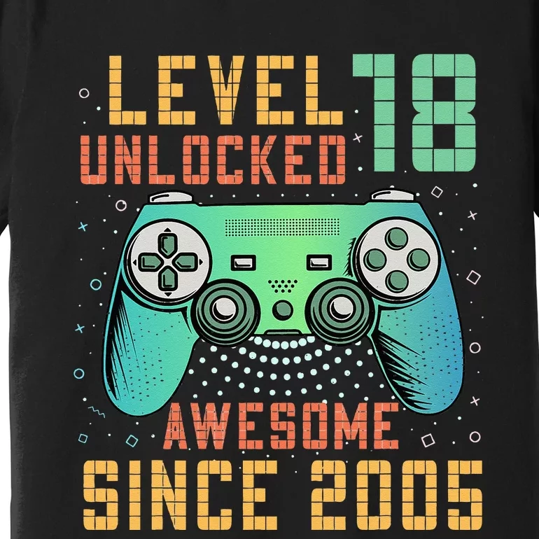 Level 18 Unlocked 18th Birthday 18 Year Old Boy Gifts Gamer Premium T-Shirt