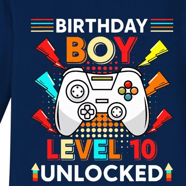 Level 10 Unlocked Video Gamer 10th Birthday Gamer . Baby Long Sleeve Bodysuit