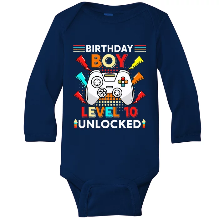 Level 10 Unlocked Video Gamer 10th Birthday Gamer . Baby Long Sleeve Bodysuit