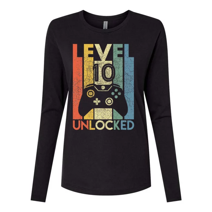 Level 10 Unlocked Funny Video Gamer 10th Birthday Womens Cotton Relaxed Long Sleeve T-Shirt