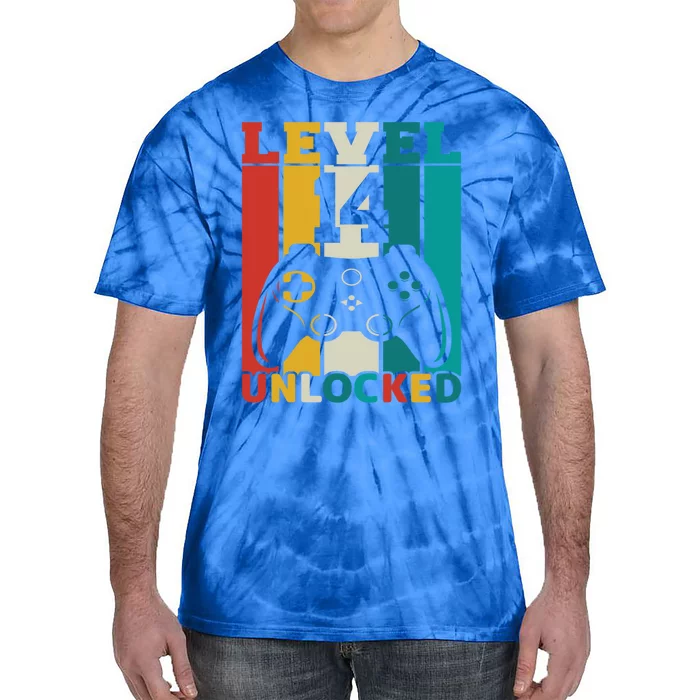 Level 14 Unlocked Video Game 14th Birthday Gamer Gift Tie-Dye T-Shirt