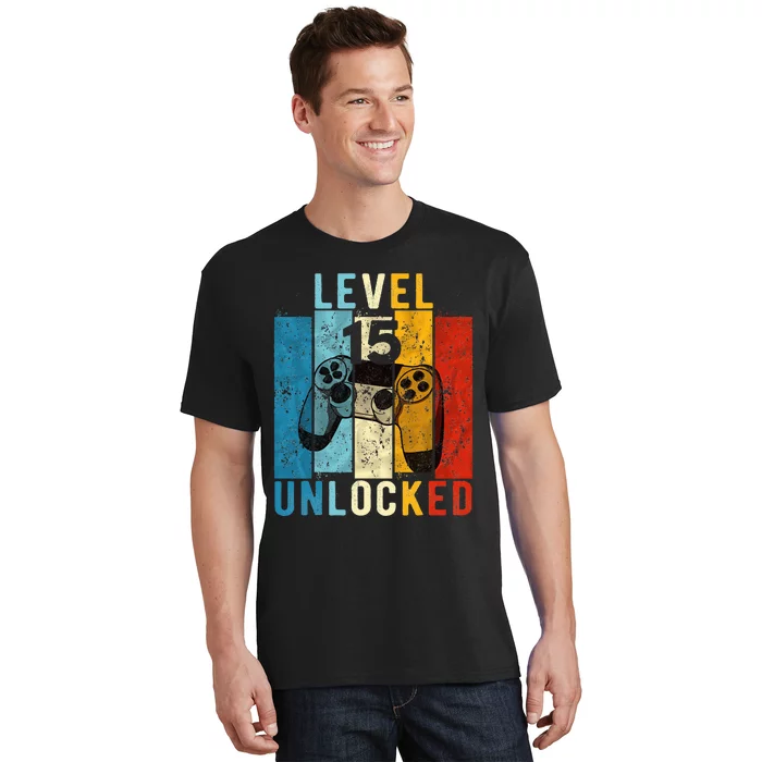 Level 15 Unlocked Video Gamer 15 Year Old 15th Birthday Gift T-Shirt