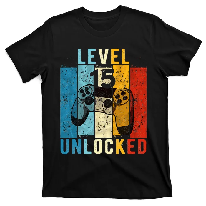 Level 15 Unlocked Video Gamer 15 Year Old 15th Birthday Gift T-Shirt