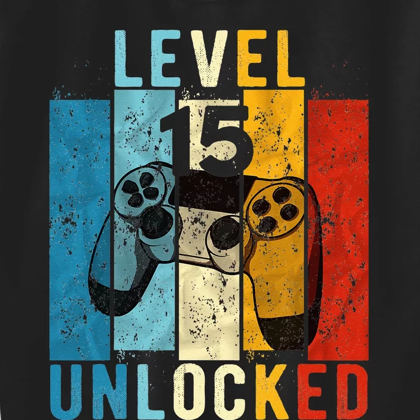 Level 15 Unlocked Video Gamer 15 Year Old 15th Birthday Gift Kids Sweatshirt