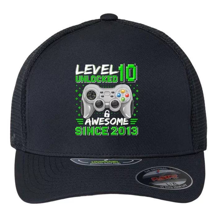 Level 10 Unlocked Awesome 2013 Funny Gamer 10th Birthday Flexfit Unipanel Trucker Cap