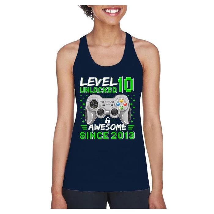 Level 10 Unlocked Awesome 2013 Funny Gamer 10th Birthday Women's Racerback Tank