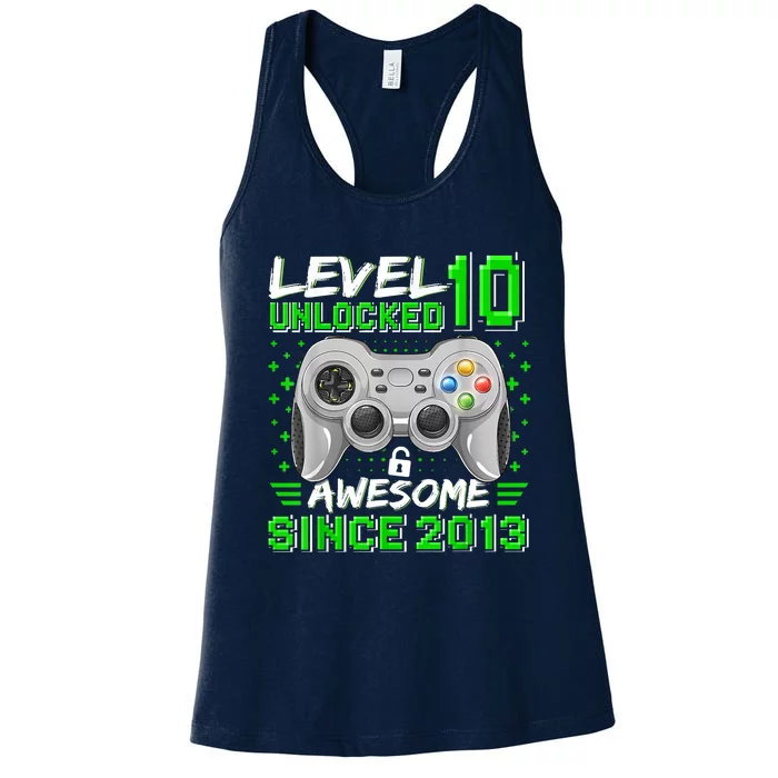 Level 10 Unlocked Awesome 2013 Funny Gamer 10th Birthday Women's Racerback Tank