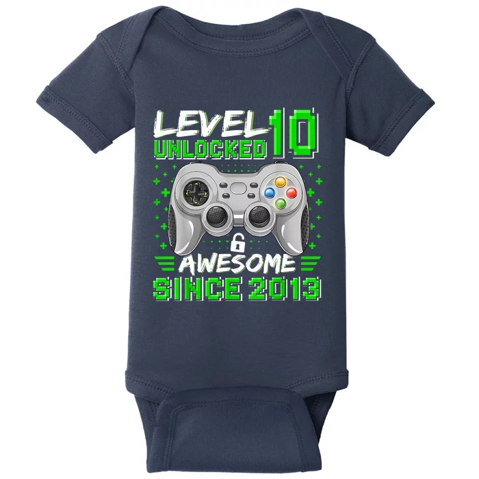 Level 10 Unlocked Awesome 2013 Funny Gamer 10th Birthday Baby Bodysuit