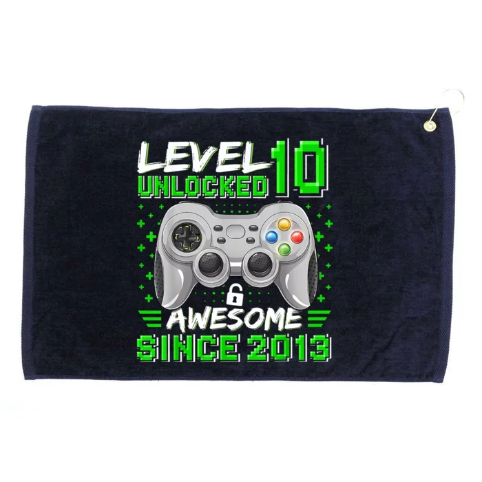 Level 10 Unlocked Awesome 2013 Funny Gamer 10th Birthday Grommeted Golf Towel