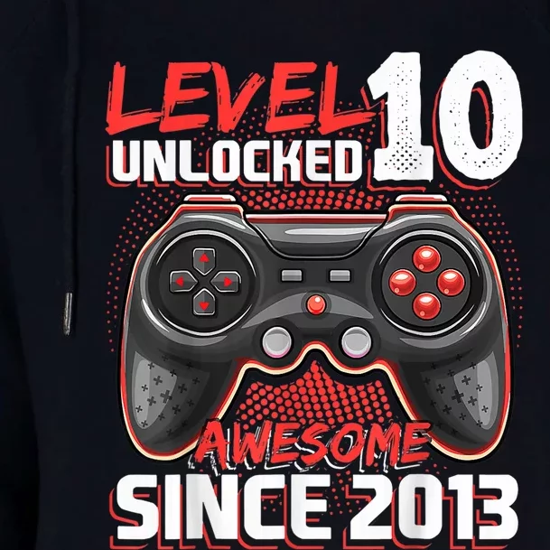 Level 10 Unlocked Awesome 2013 Video Game 10th Birthday Boy Womens Funnel Neck Pullover Hood