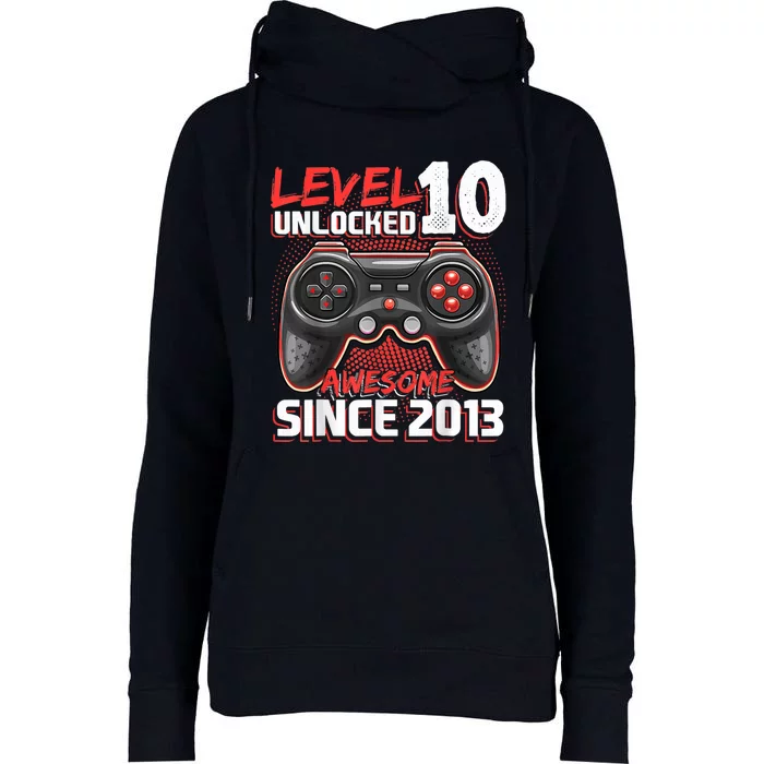 Level 10 Unlocked Awesome 2013 Video Game 10th Birthday Boy Womens Funnel Neck Pullover Hood