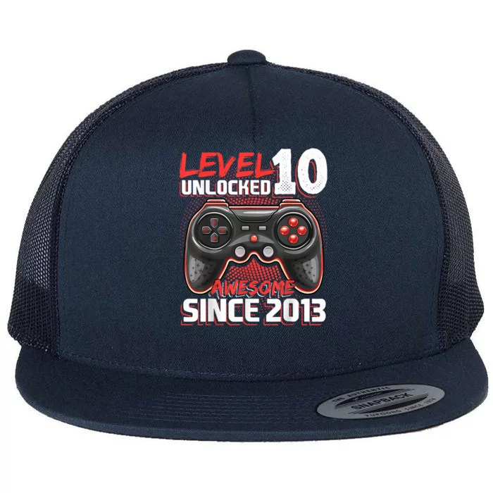 Level 10 Unlocked Awesome 2013 Video Game 10th Birthday Boy Flat Bill Trucker Hat