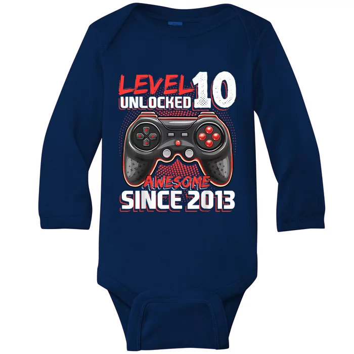 Level 10 Unlocked Awesome 2013 Video Game 10th Birthday Boy Baby Long Sleeve Bodysuit