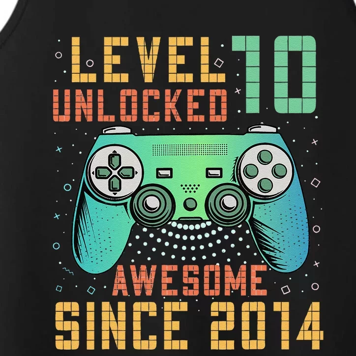 Level 10 Unlocked 10th Birthday 10 Year Old Gifts Gamer Bday Performance Tank